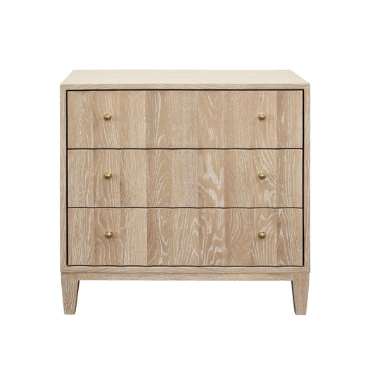 Worlds Away - Three Drawer Side Table With Fluted Detail In Cerused Oak - CARMACK CO view 2