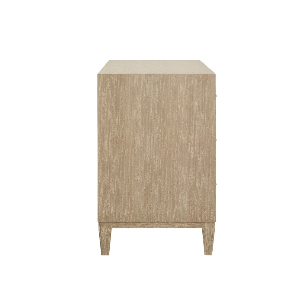Worlds Away - Three Drawer Side Table With Fluted Detail In Cerused Oak - CARMACK CO view 4