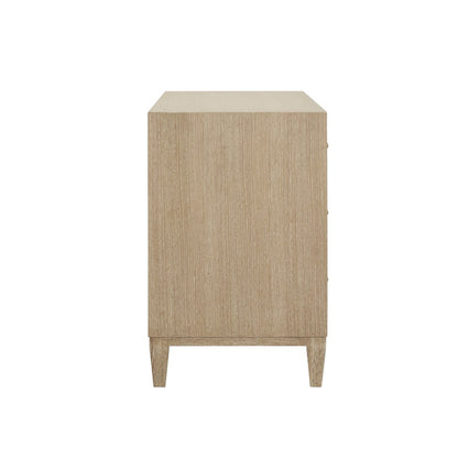 Worlds Away - Three Drawer Side Table With Fluted Detail In Cerused Oak - CARMACK CO view 4