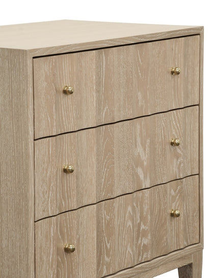 Worlds Away - Three Drawer Side Table With Fluted Detail In Cerused Oak - CARMACK CO view 5