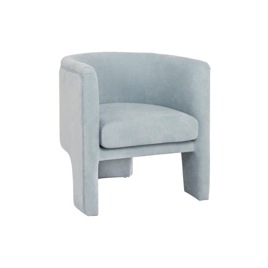 Worlds Away - Three Leg Fully Upholstered Barrel Chair In Performance Light Blue Chenille - LANSKY LB view 1