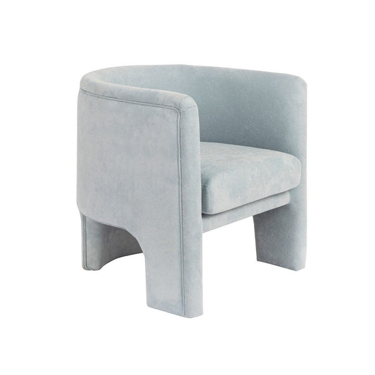 Worlds Away - Three Leg Fully Upholstered Barrel Chair In Performance Light Blue Chenille - LANSKY LB view 2