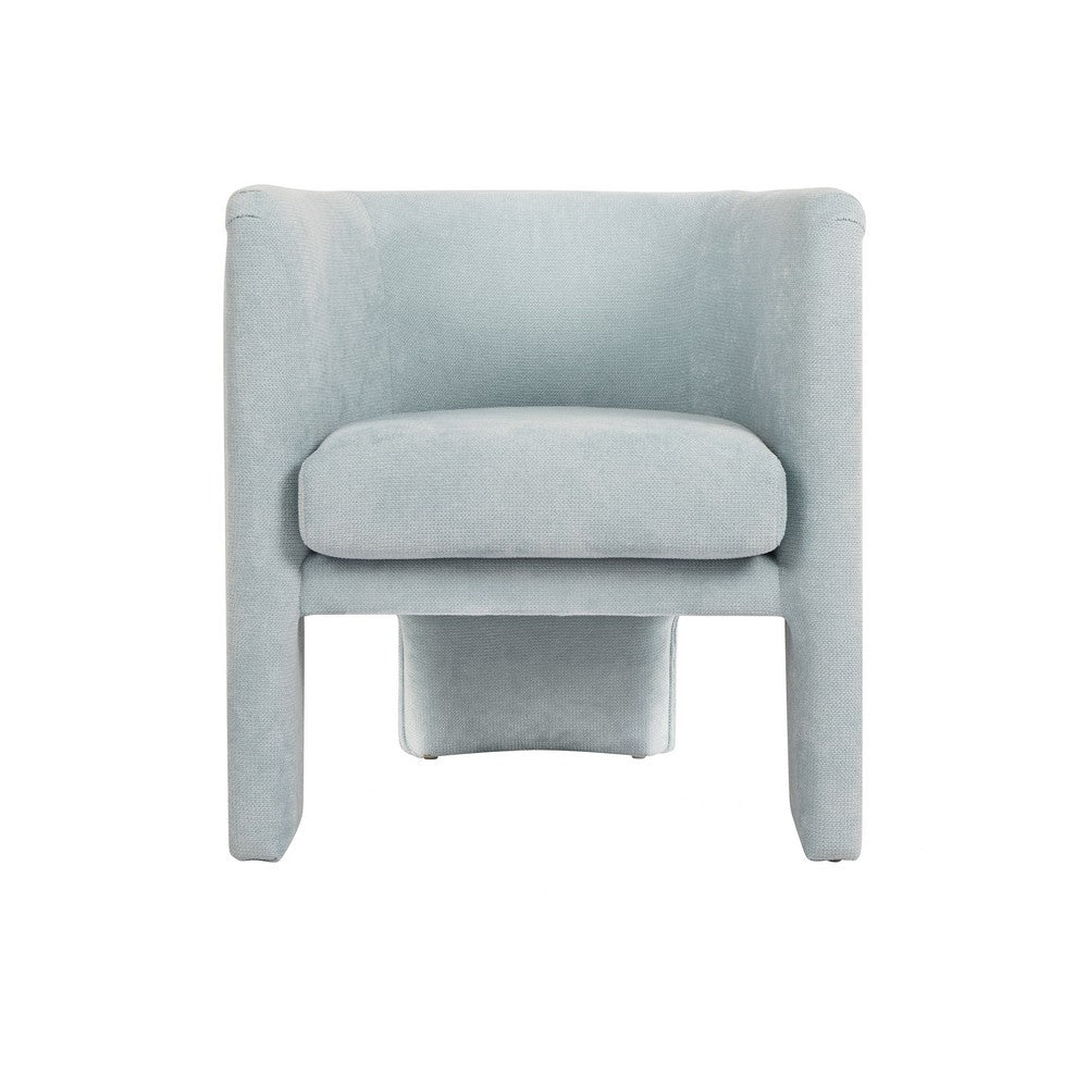 Worlds Away - Three Leg Fully Upholstered Barrel Chair In Performance Light Blue Chenille - LANSKY LB view 3