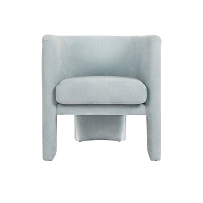 Worlds Away - Three Leg Fully Upholstered Barrel Chair In Performance Light Blue Chenille - LANSKY LB view 3