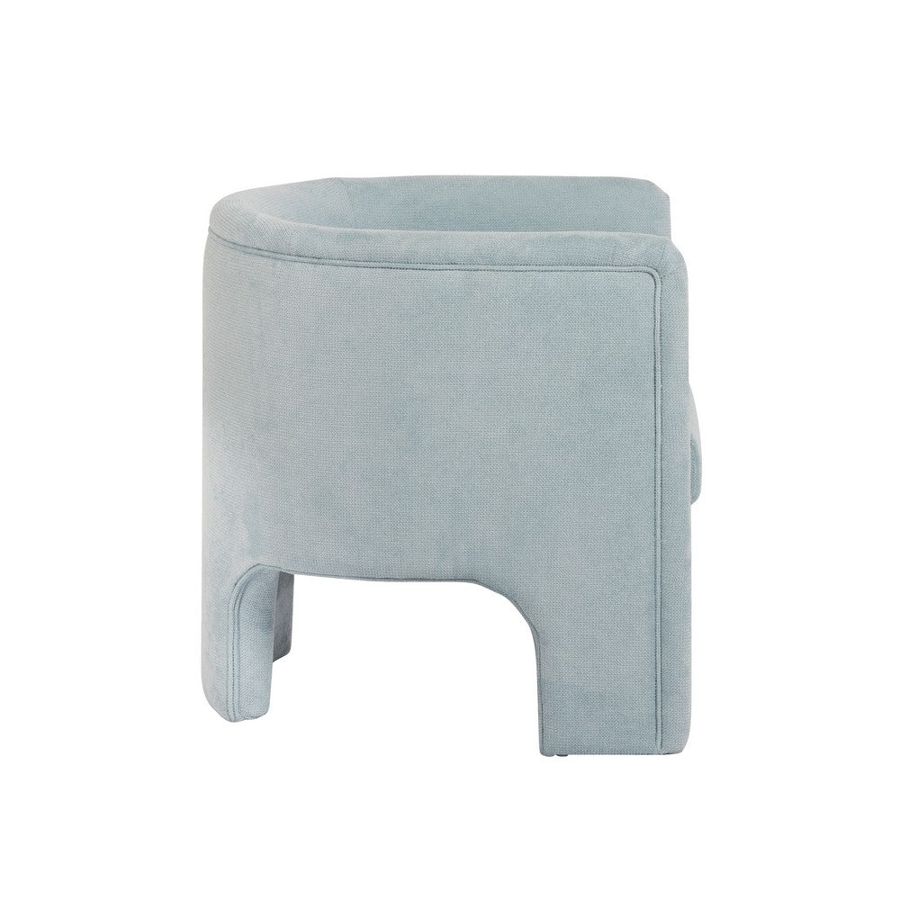 Worlds Away - Three Leg Fully Upholstered Barrel Chair In Performance Light Blue Chenille - LANSKY LB view 4
