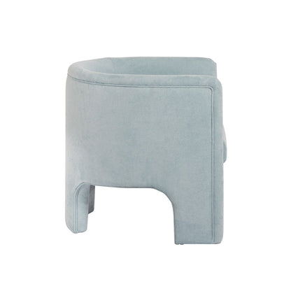 Worlds Away - Three Leg Fully Upholstered Barrel Chair In Performance Light Blue Chenille - LANSKY LB view 4
