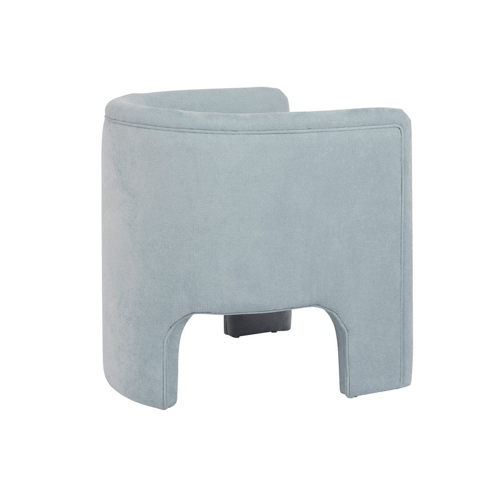 Worlds Away - Three Leg Fully Upholstered Barrel Chair In Performance Light Blue Chenille - LANSKY LB view 5