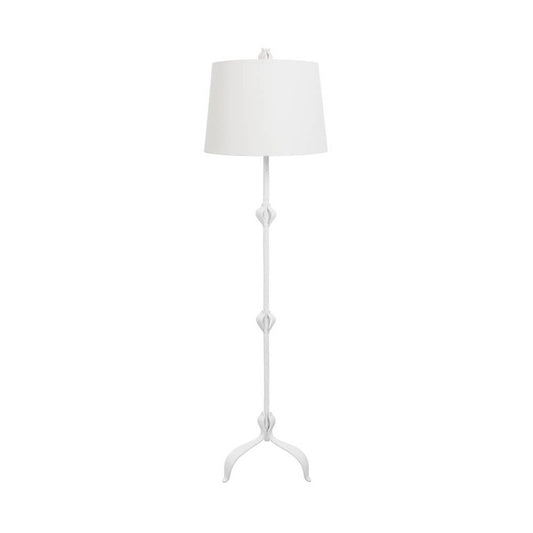 Worlds Away - Three Leg Iron Floor Lamp With Leaf Detail In Matte White Powder Coat - BELINDA WH view 1