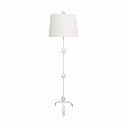 Worlds Away - Three Leg Iron Floor Lamp With Leaf Detail In Matte White Powder Coat - BELINDA WH view 2