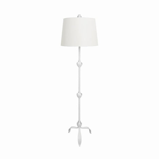 Worlds Away - Three Leg Iron Floor Lamp With Leaf Detail In Matte White Powder Coat - BELINDA WH view 2