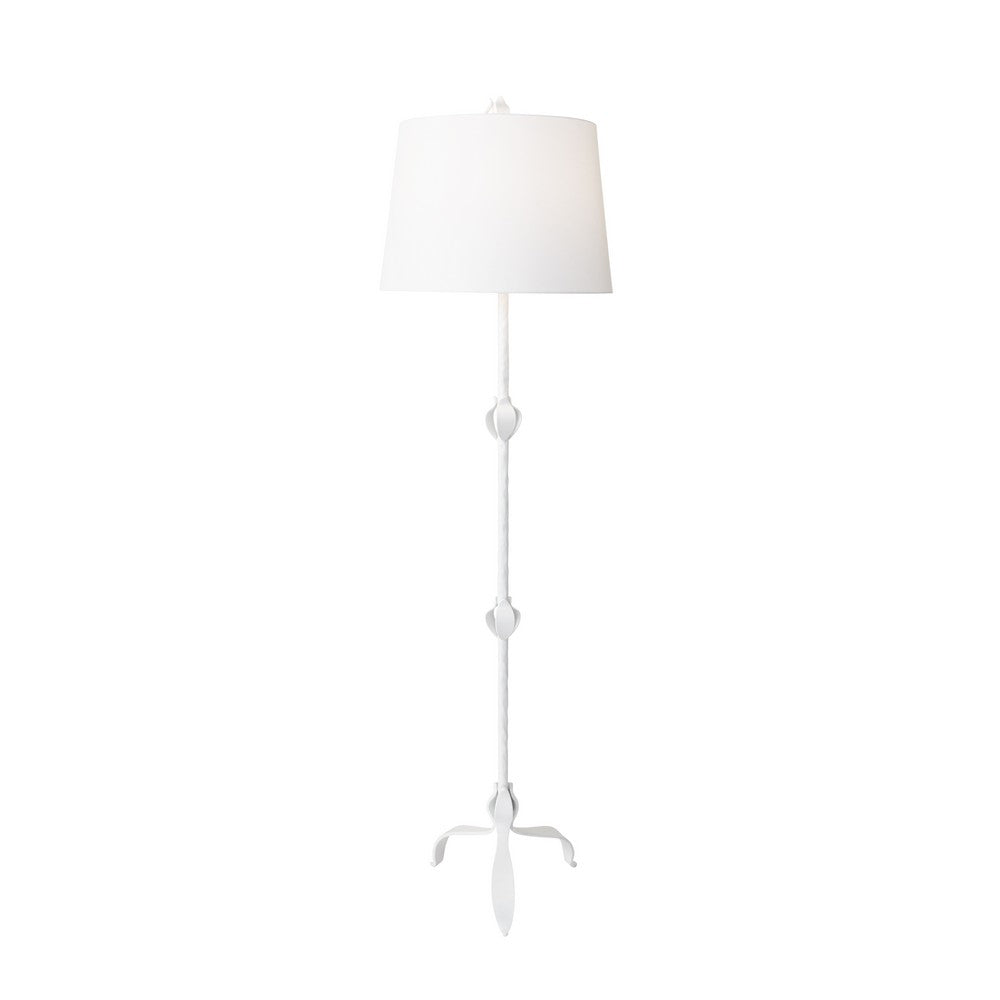 Worlds Away - Three Leg Iron Floor Lamp With Leaf Detail In Matte White Powder Coat - BELINDA WH view 3
