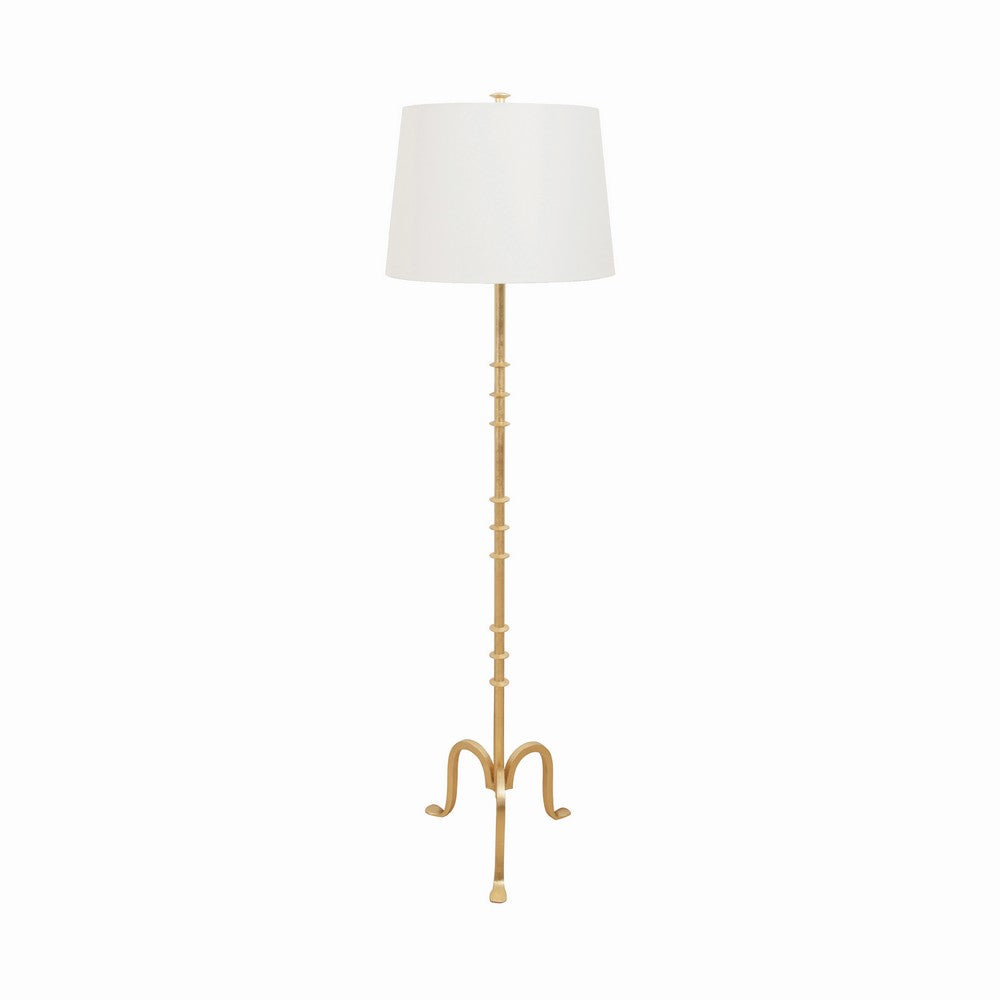 Worlds Away - Three Leg Iron Floor Lamp With Ring Detail In Gold Leaf - BLAKELY G view 2