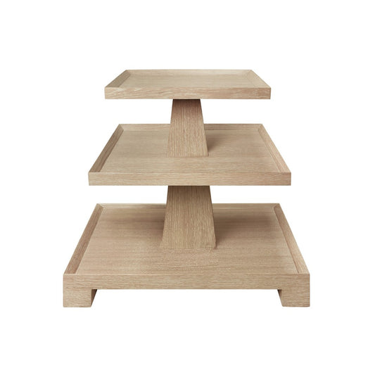 Worlds Away - Three Tier Center Column Side Table In Cerused Oak - TATIANA CO view 2
