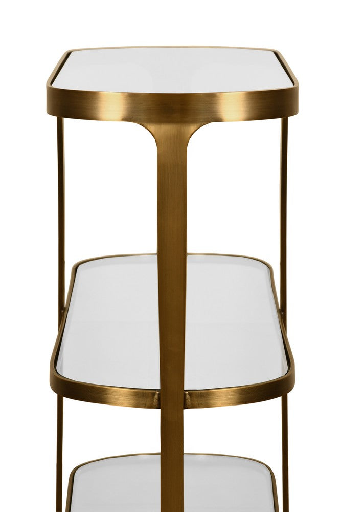 Worlds Away - Three Tier Glass Top Racetrack Console In Antique Brass - ADDISON ABR view 4