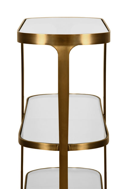 Worlds Away - Three Tier Glass Top Racetrack Console In Antique Brass - ADDISON ABR view 4