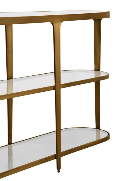 Worlds Away - Three Tier Glass Top Racetrack Console In Antique Brass - ADDISON ABR view 5