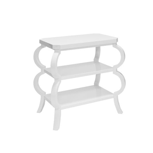 Worlds Away - Three Tier Side Table In Matte White Lacquer - OLIVE WH view 1