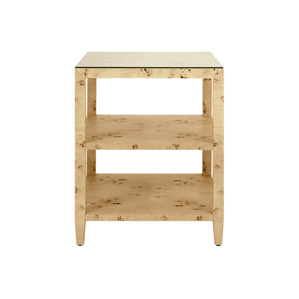 Worlds Away - Three Tier Square Side Table In Burl Wood - AMIE BW view 2