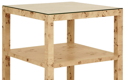Worlds Away - Three Tier Square Side Table In Burl Wood - AMIE BW view 3