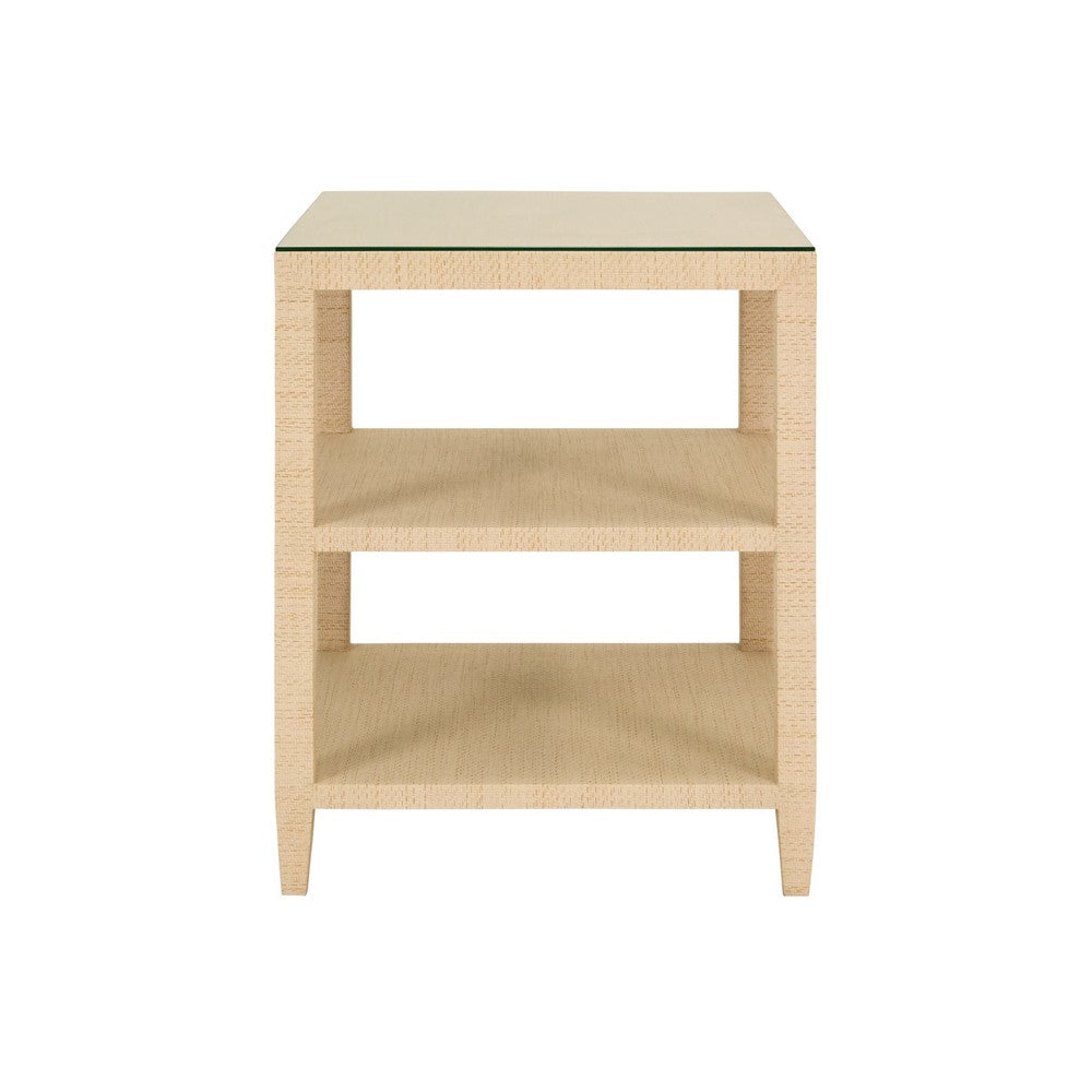 Worlds Away - Three Tier Square Side Table In Natural Grasscloth - AMIE NAT view 2