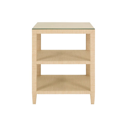 Worlds Away - Three Tier Square Side Table In Natural Grasscloth - AMIE NAT view 2