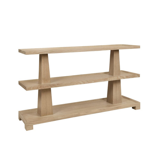 Worlds Away - Three Tier Two Column Console In Cerused Oak - LOWEN CO view 1