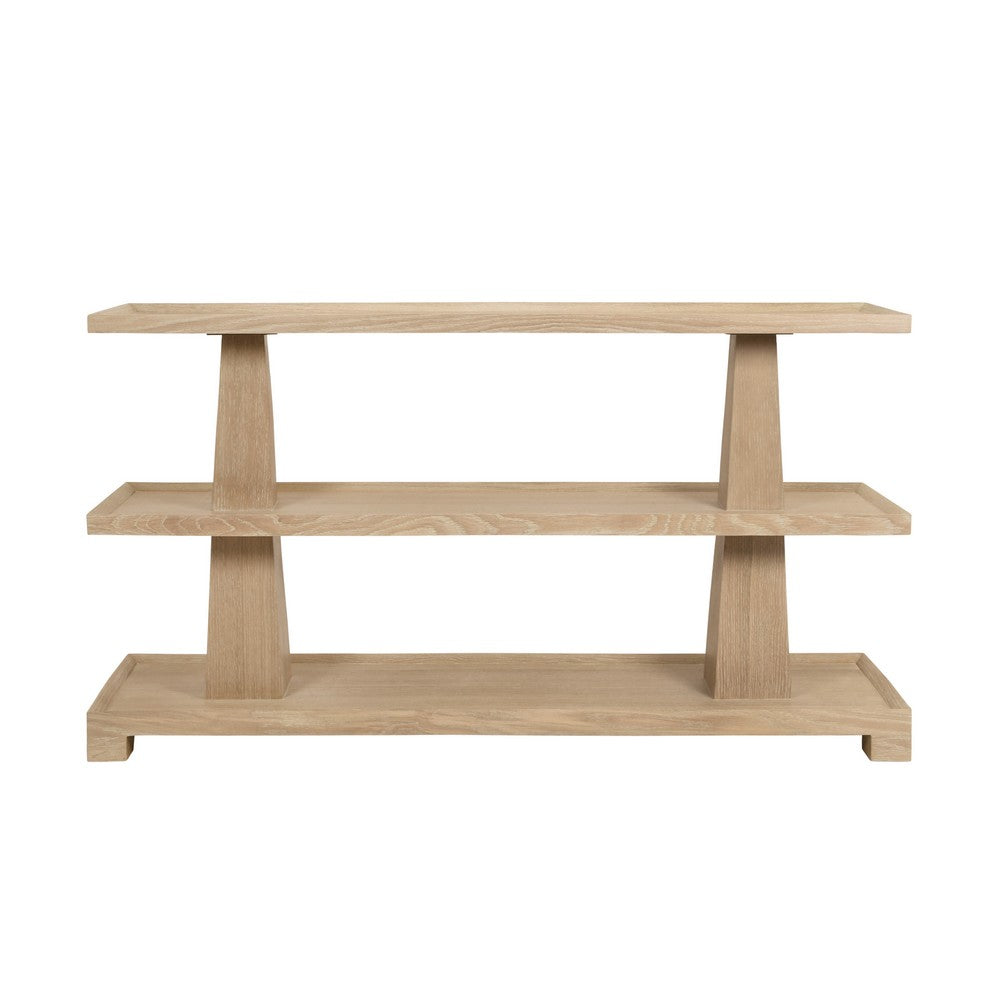 Worlds Away - Three Tier Two Column Console In Cerused Oak - LOWEN CO view 2