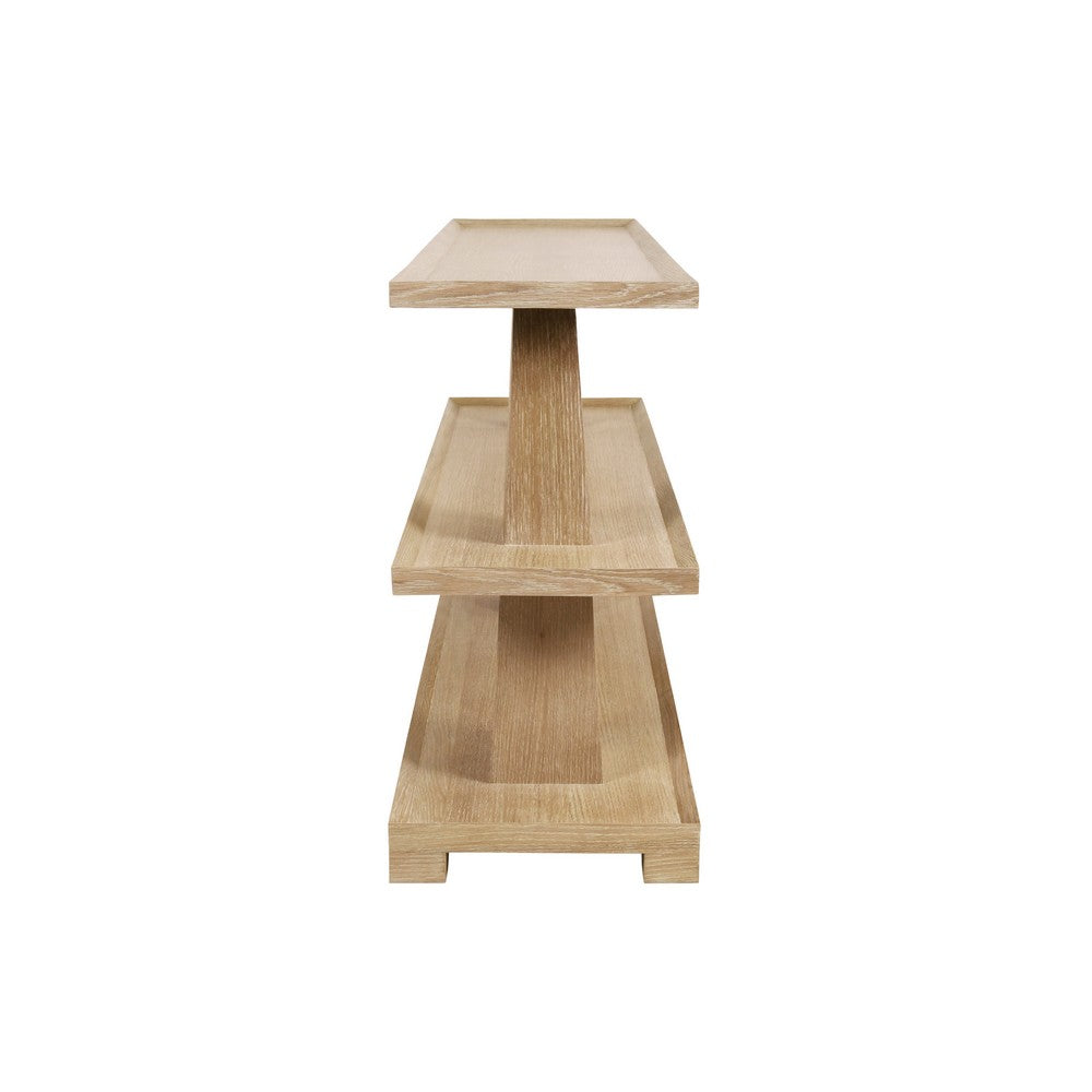 Worlds Away - Three Tier Two Column Console In Cerused Oak - LOWEN CO view 3
