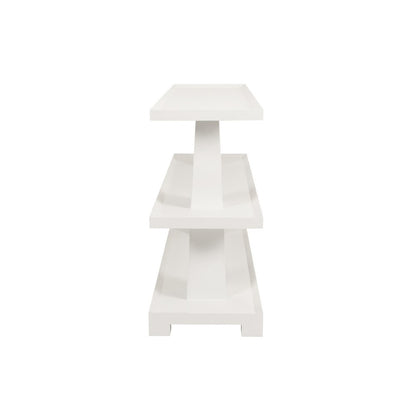 Worlds Away - Three Tier Two Column Console In Textured White Linen - LOWEN WH view 3