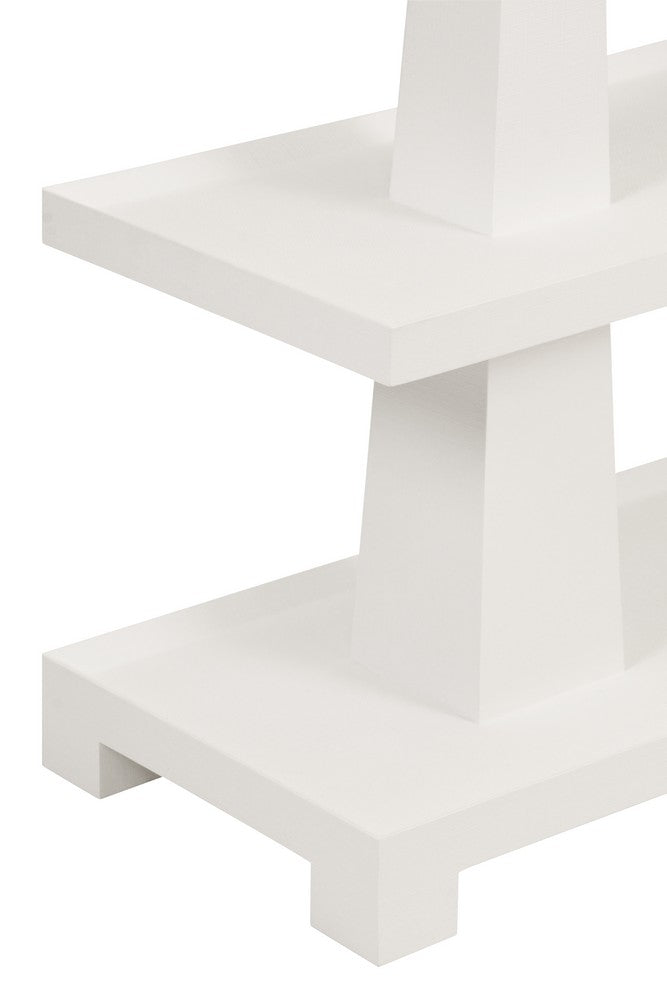 Worlds Away - Three Tier Two Column Console In Textured White Linen - LOWEN WH view 4