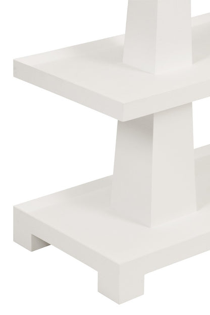 Worlds Away - Three Tier Two Column Console In Textured White Linen - LOWEN WH view 4