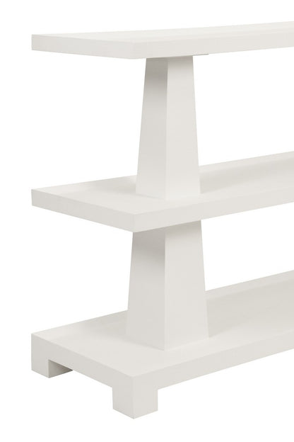 Worlds Away - Three Tier Two Column Console In Textured White Linen - LOWEN WH view 5
