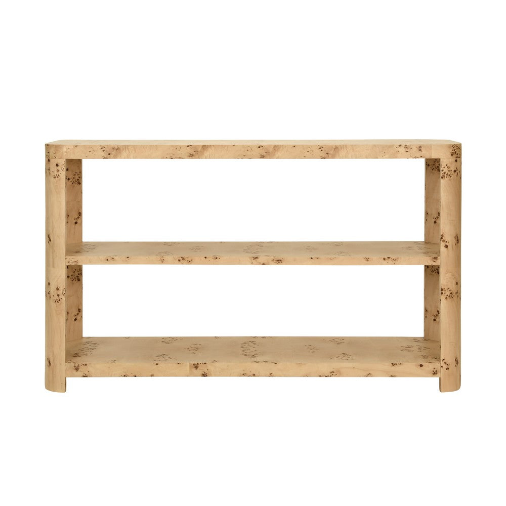 Worlds Away - Tier Tier Console With Curved Corners In Burl Wood - EMERY BW view 2