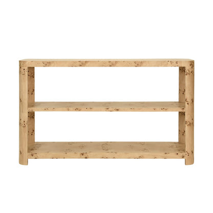 Worlds Away - Tier Tier Console With Curved Corners In Burl Wood - EMERY BW view 2