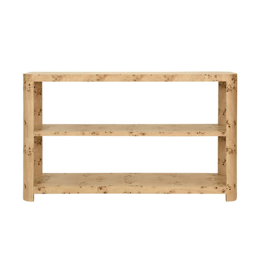 Worlds Away - Tier Tier Console With Curved Corners In Burl Wood - EMERY BW view 2
