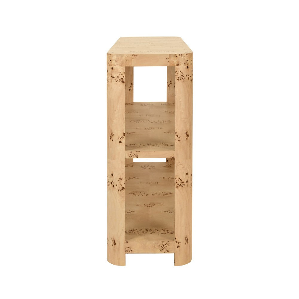 Worlds Away - Tier Tier Console With Curved Corners In Burl Wood - EMERY BW view 3
