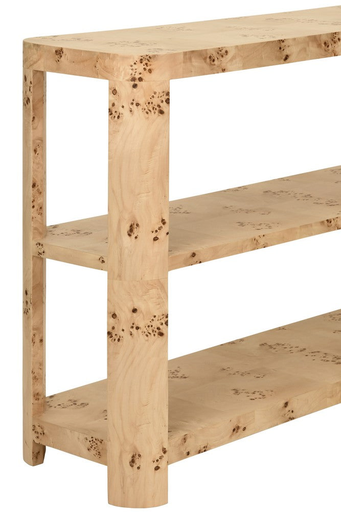 Worlds Away - Tier Tier Console With Curved Corners In Burl Wood - EMERY BW view 4