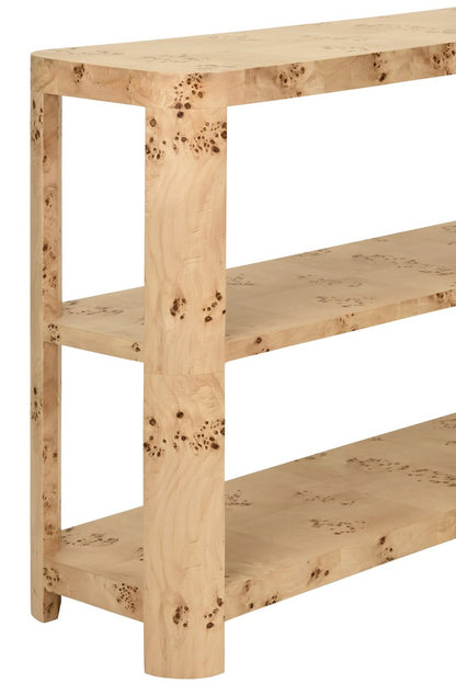 Worlds Away - Tier Tier Console With Curved Corners In Burl Wood - EMERY BW view 4