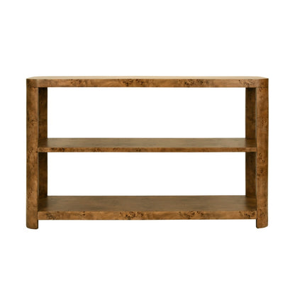 Worlds Away - Tier Tier Console With Curved Corners In Dark Burl Wood - EMERY DBW view 2