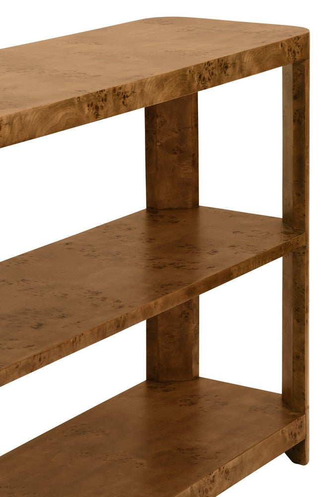 Worlds Away - Tier Tier Console With Curved Corners In Dark Burl Wood - EMERY DBW view 4