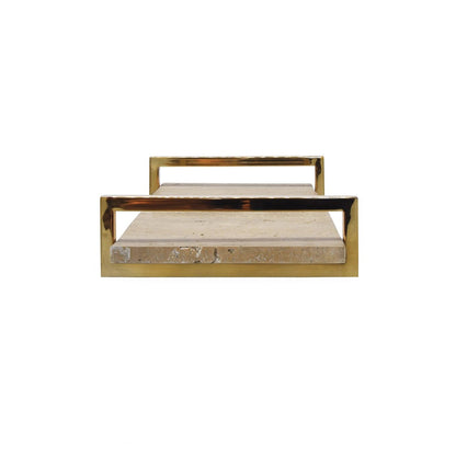 Worlds Away - Travertine Marble Tray With Brass Handles - JARVIS TR view 3