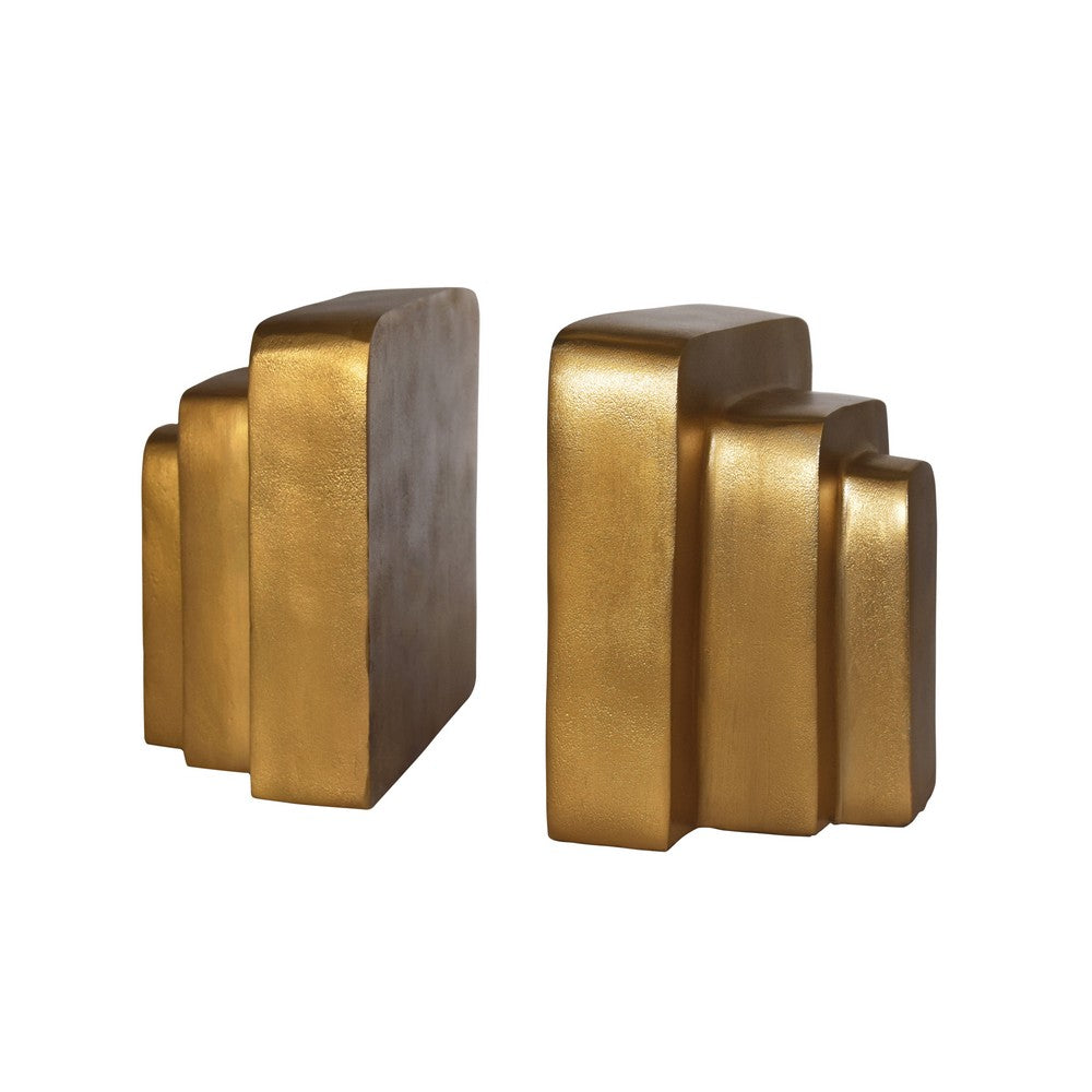 Worlds Away - Triple Layer Rectangle Bookends In Shiny Brass - KARAT view 1