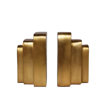 Worlds Away - Triple Layer Rectangle Bookends In Shiny Brass - KARAT view 2