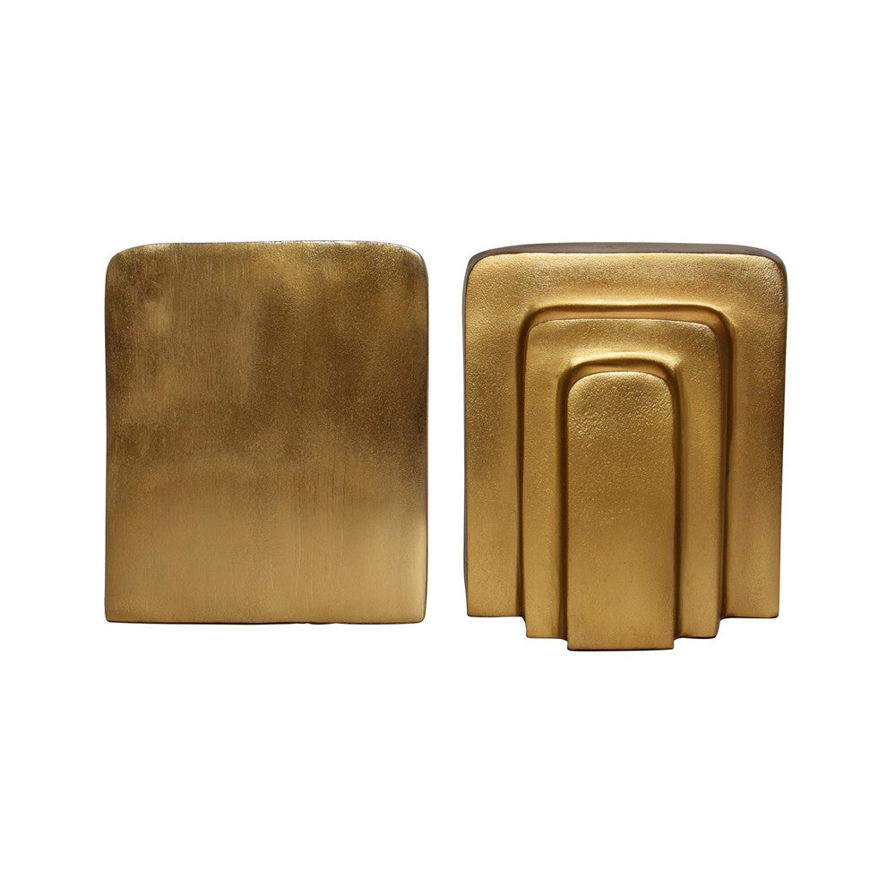 Worlds Away - Triple Layer Rectangle Bookends In Shiny Brass - KARAT view 3