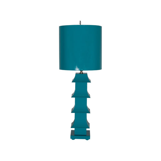 Worlds Away - Turquoise Tole Pagoda Lamp - LMPHTU view 1