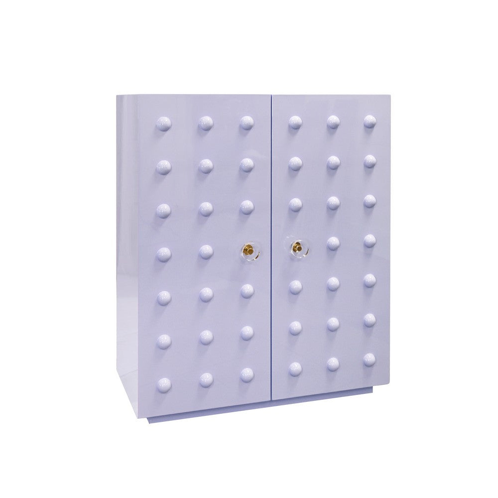Worlds Away - Two Door Cabinet With Ball Stud Detail And Acrylic And Brass Hardware In Lavender Lacquer - BEAU LAV view 2