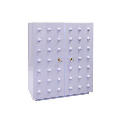 Worlds Away - Two Door Cabinet With Ball Stud Detail And Acrylic And Brass Hardware In Lavender Lacquer - BEAU LAV view 2