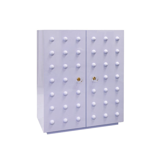 Worlds Away - Two Door Cabinet With Ball Stud Detail And Acrylic And Brass Hardware In Lavender Lacquer - BEAU LAV view 2