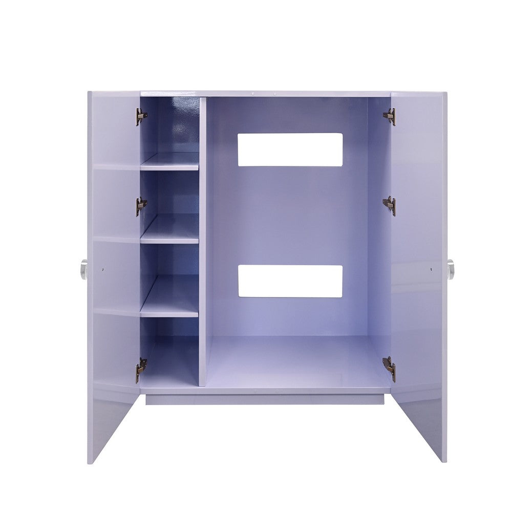 Worlds Away - Two Door Cabinet With Ball Stud Detail And Acrylic And Brass Hardware In Lavender Lacquer - BEAU LAV view 3