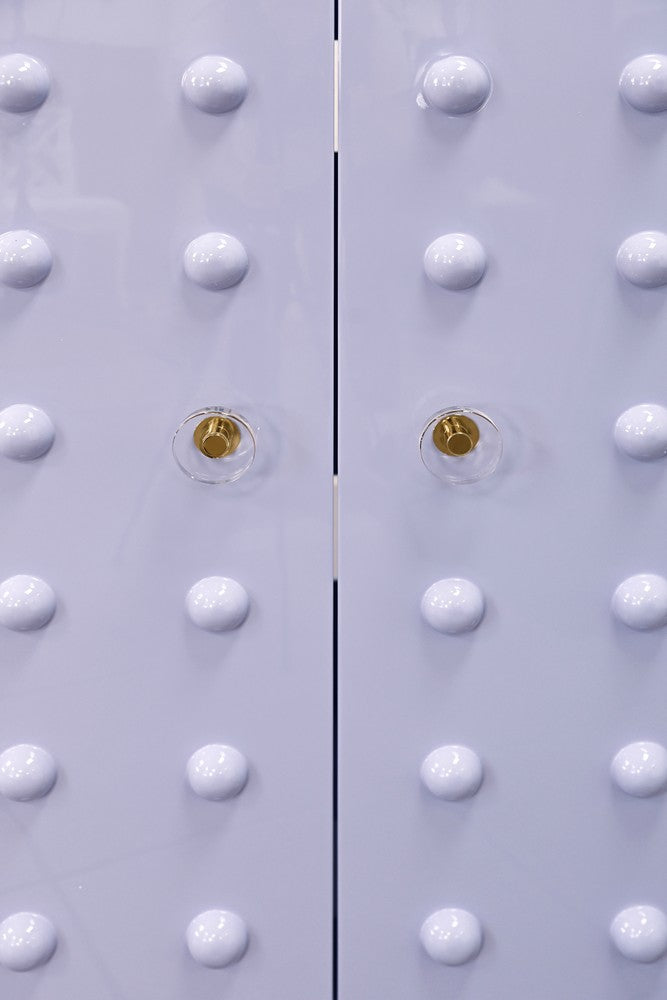 Worlds Away - Two Door Cabinet With Ball Stud Detail And Acrylic And Brass Hardware In Lavender Lacquer - BEAU LAV view 4